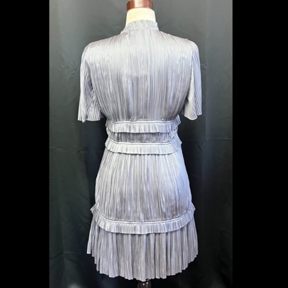 NWT Reiss Lydia textured self stripe dress - Steel - Size 2US/6UK - Picture 4 of 5